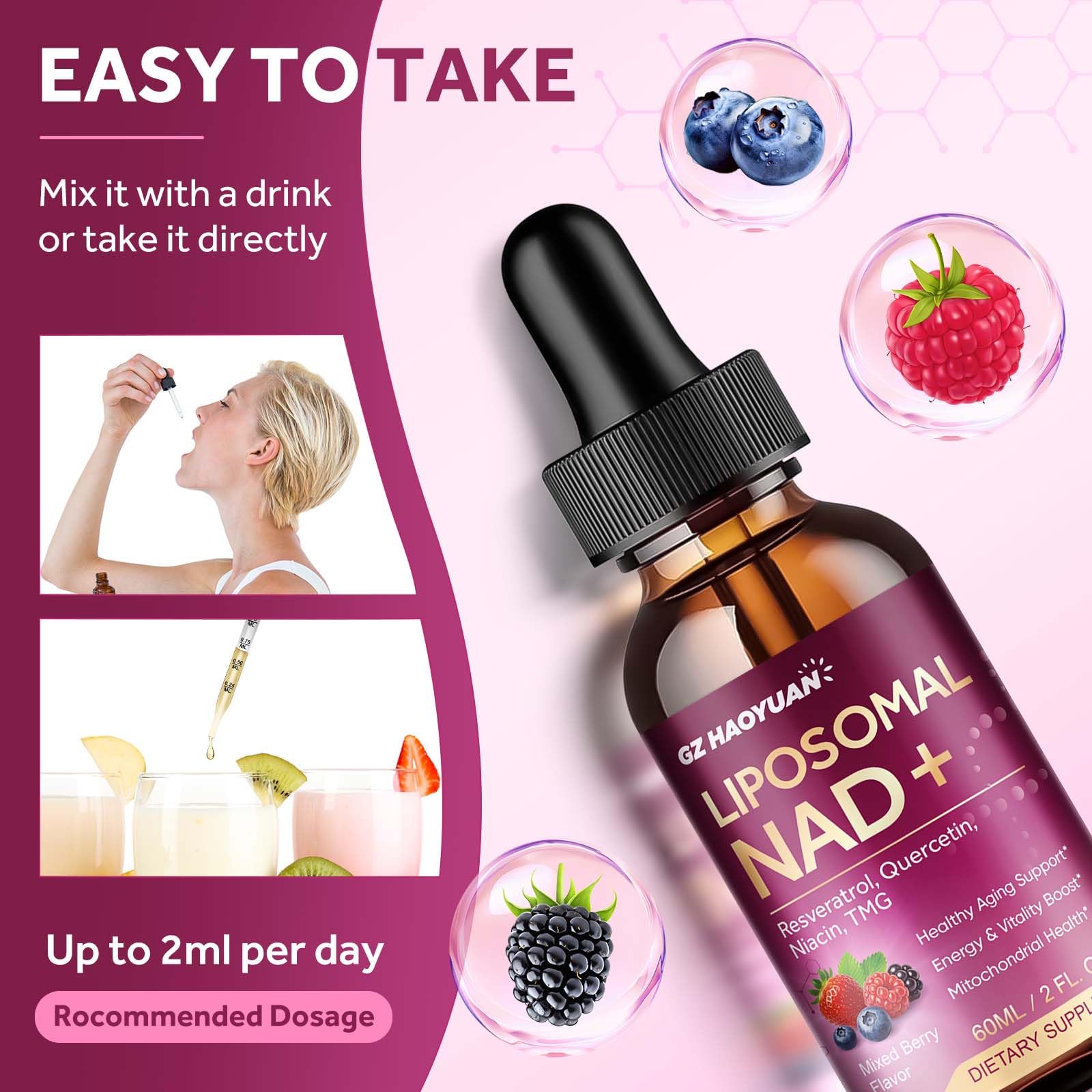 리포좀 NAD 1200mg 액상 니코틴아미드 레스베라트롤 케르세틴 TMG 흑후추 추출물 4 이미지 7