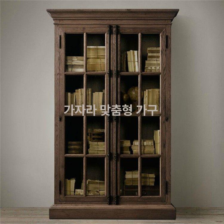 엔틱 그릇장 현관장 전시 원목 찬장 컨트리 홈카페 거실 더블 도어 120 x 45x210cm - 상세 이미지 4