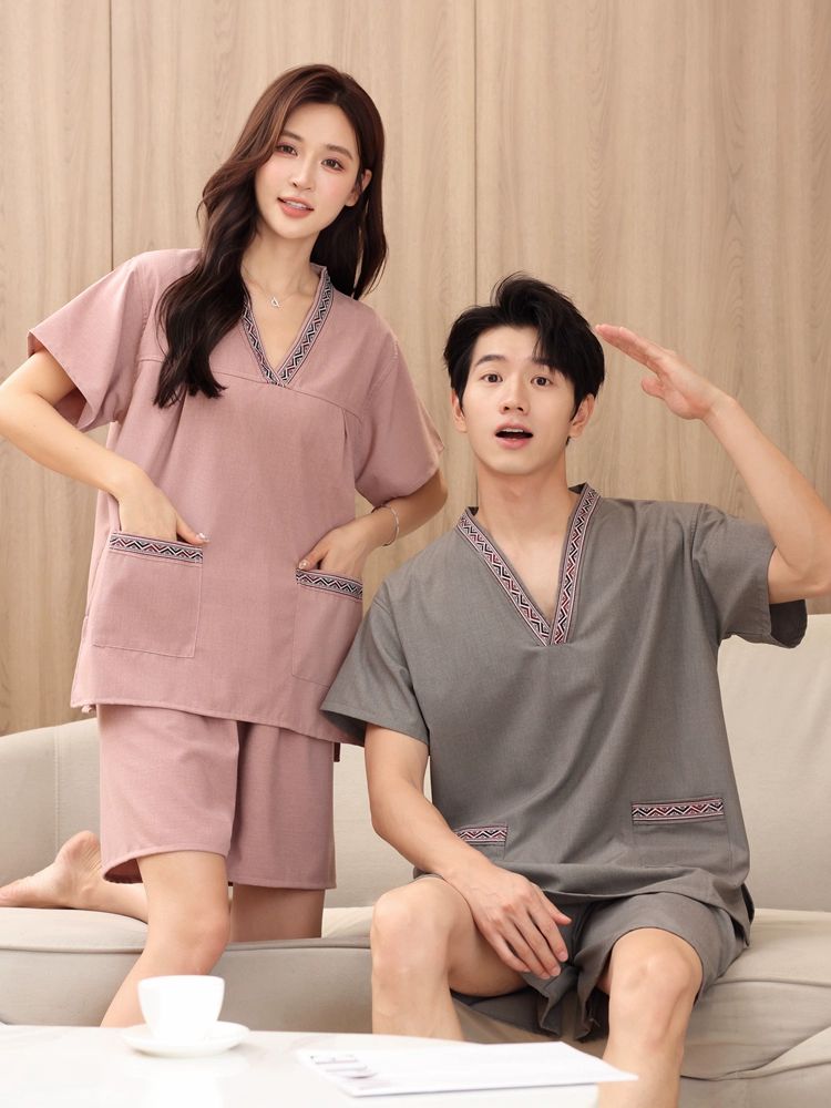 찜질복 상하세트 마사지복 황토방 숯가마 사우나복 여성용 8325 숏 인디핑크 XL - 상세 이미지 5