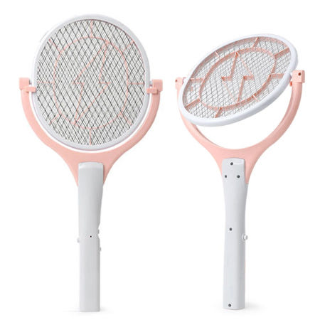 마린바니 회전 모기채 LED 충전식 핑크 벌레 해충 전기채