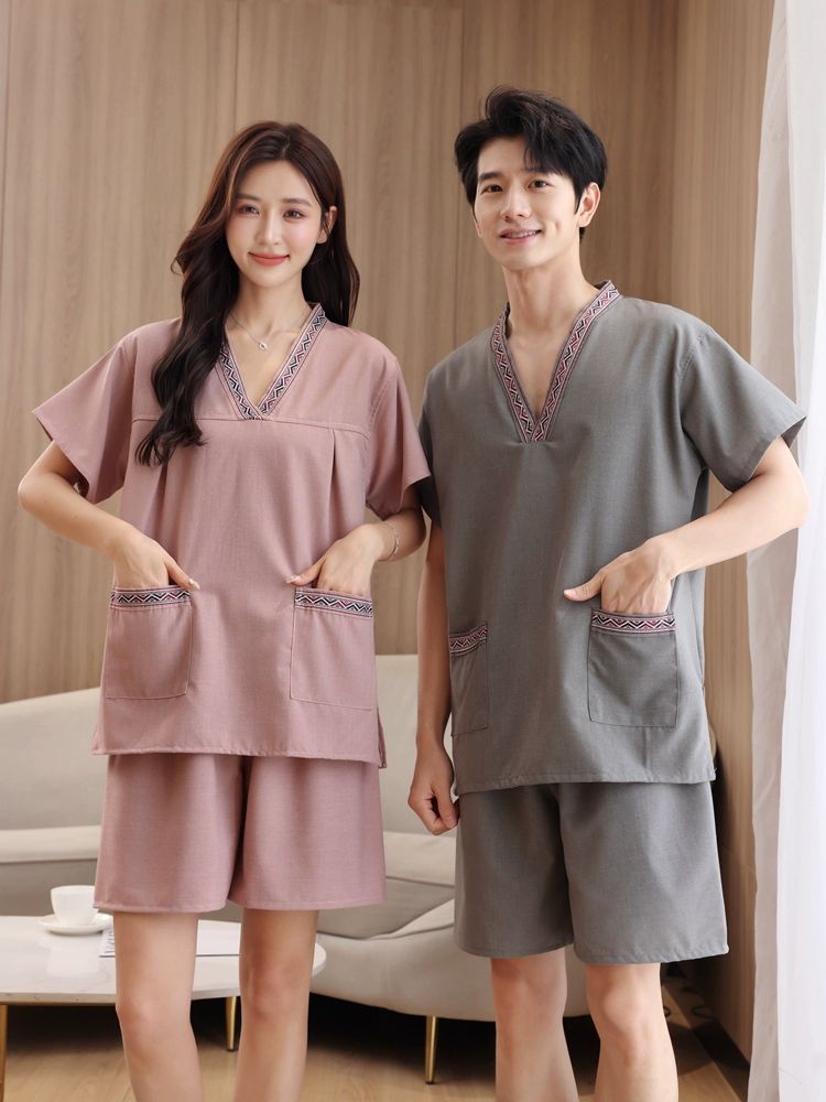 찜질복 상하세트 마사지복 황토방 숯가마 사우나복 여성용 8325 숏 인디핑크 XL - 상세 이미지 4
