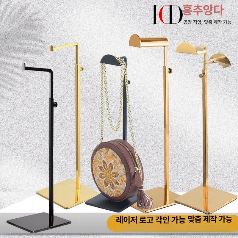 스카프 가방 걸이 옷장 정리 원형 진열대 도어 후크 티타늄 골드 헤어라인 사각 튜브 T자형 공식 표준 구성 - 상세 이미지 2