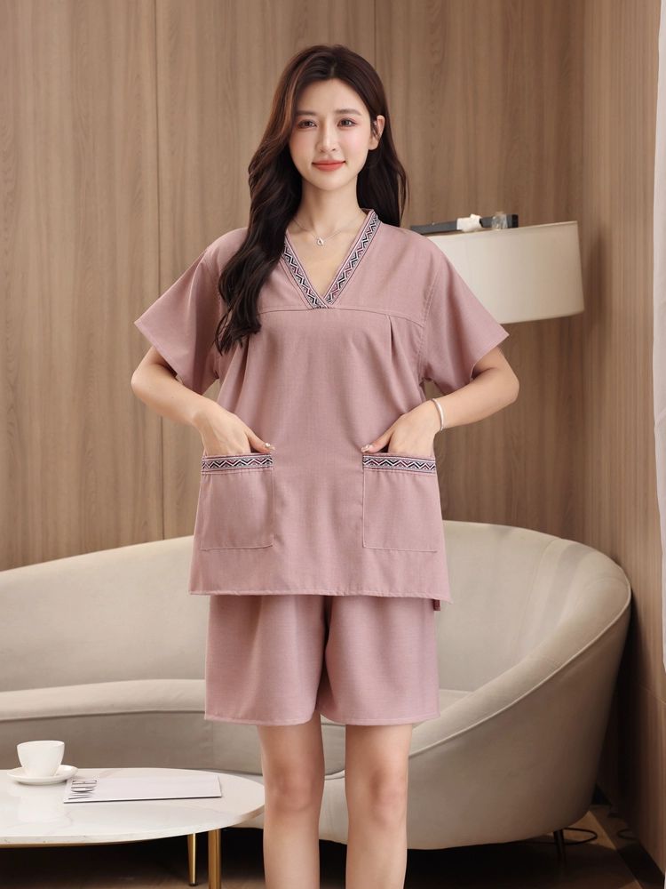 찜질복 상하세트 마사지복 황토방 숯가마 사우나복 여성용 8325 숏 인디핑크 XL - 상세 이미지 2