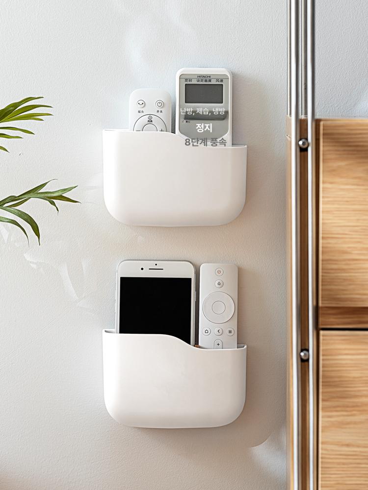 리모컨 벽걸이 수납함 거실 거치대 무타공 휴대폰 다용도 정리 월포켓 부착식 수납 접착식 - 상품 이미지