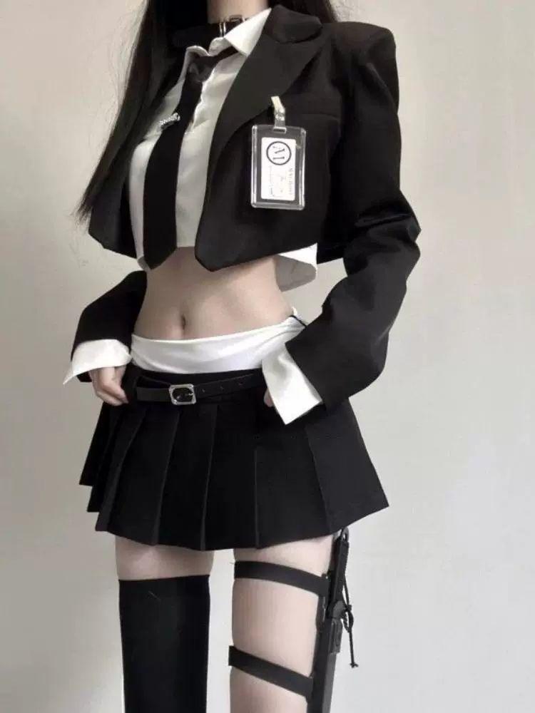 아이돌 무대의상 크롭탑 자켓 블랙 숏 뮤비 - 상세 이미지 4