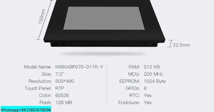 Nextion 지능형 7.0 인치 터치스크린 TFT HMI LCD 디스플레이 800x480 NX8048P070-011R-Y