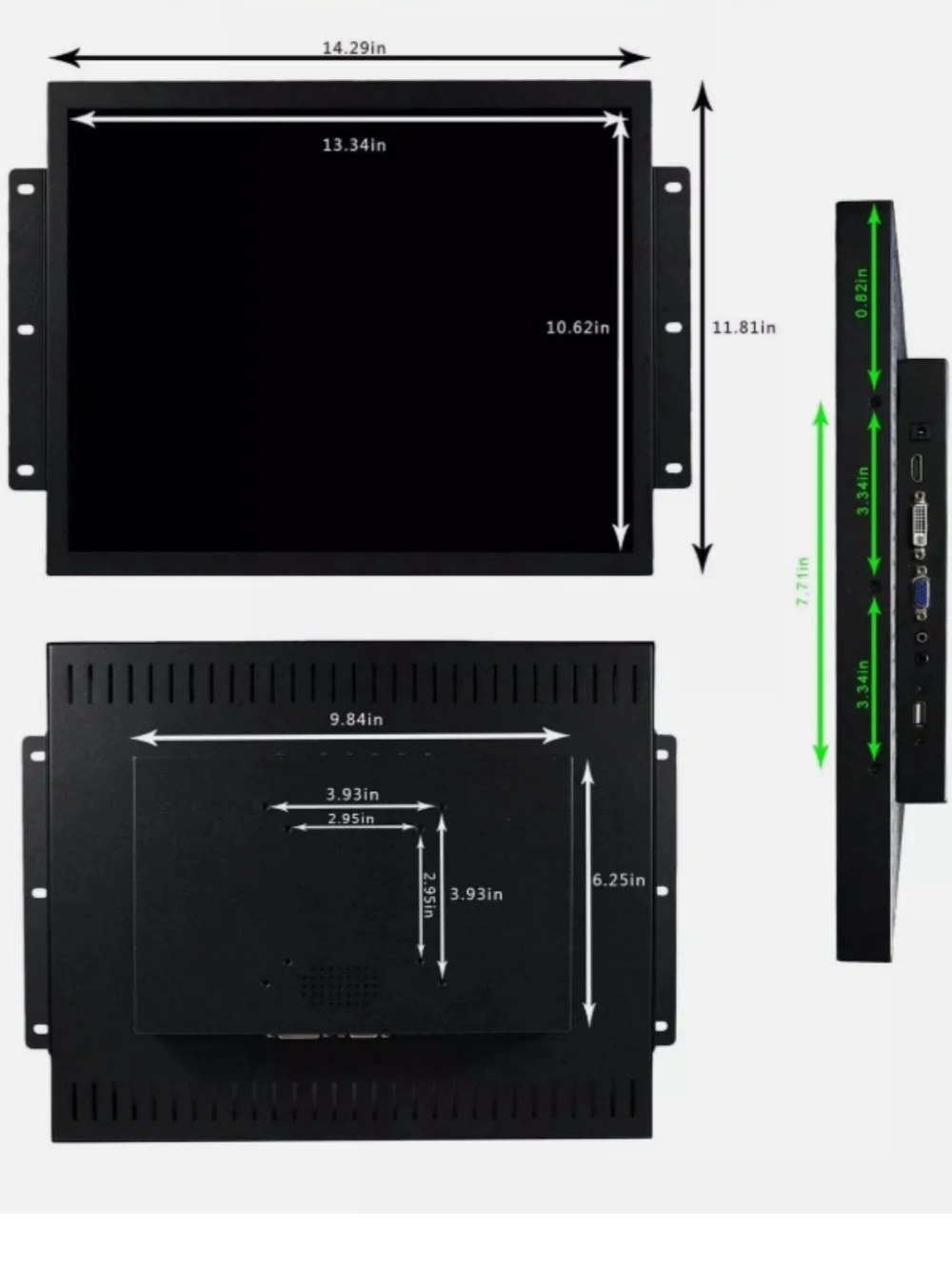 17인치 1280x1024 산업저항막 터치 LCD 모니터 HDMI VGA DVI 입력 포트