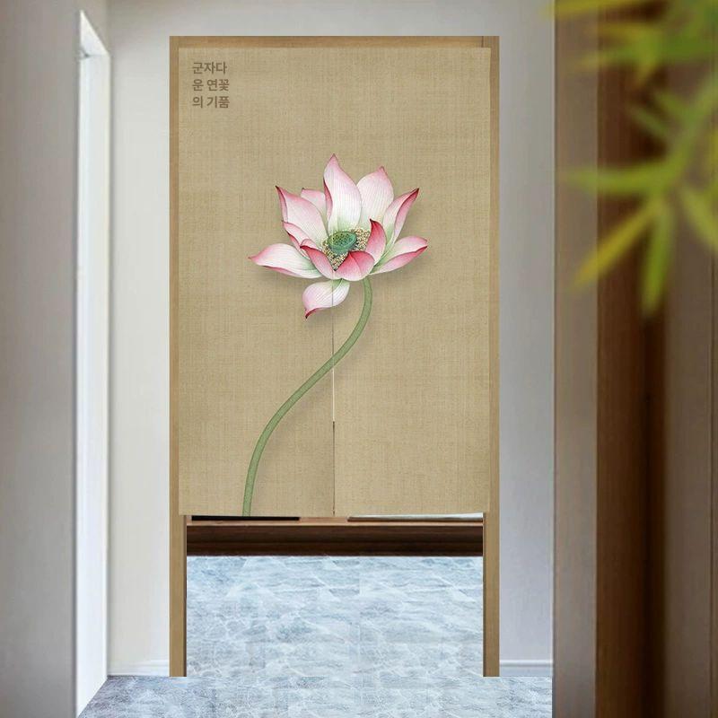 연꽃 가림막 커튼 주방 파티션 화장실 패브릭