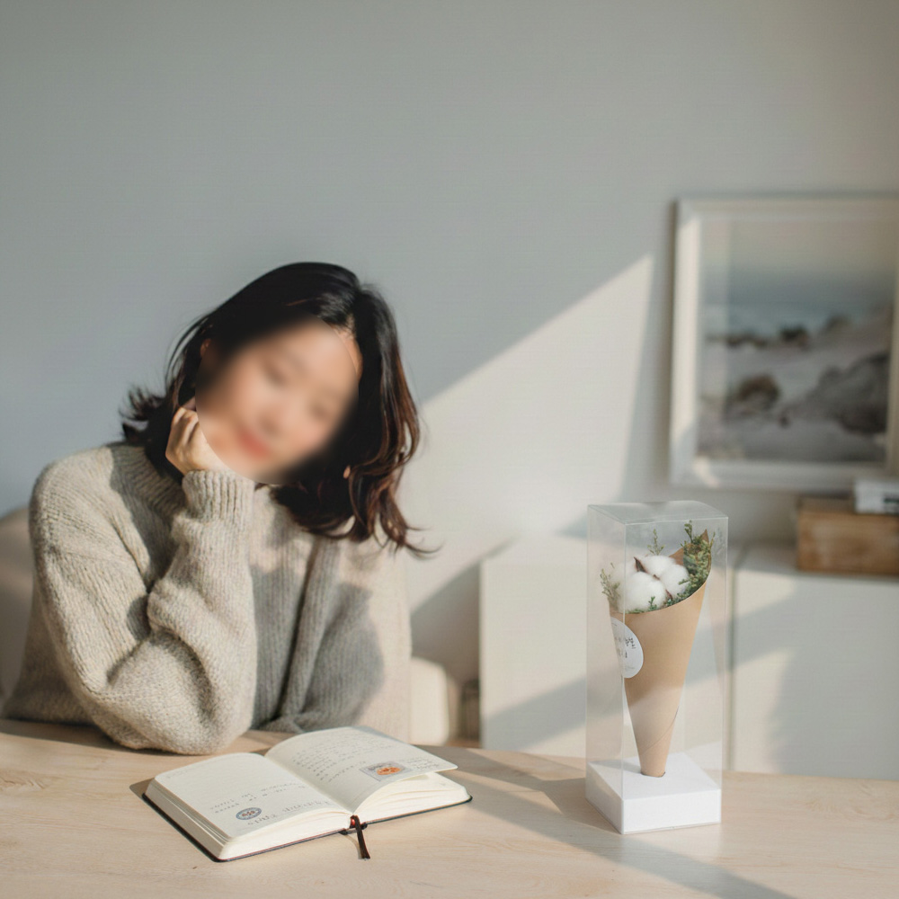 미니 목화꽃다발 프리저브드 드라이플라워 목화솜 졸업식 선물 - 상세 이미지 2