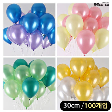 알리바니스토어 고무풍선 파티용품 행사용품 라운드풍선 30cm 펄혼합 100개입