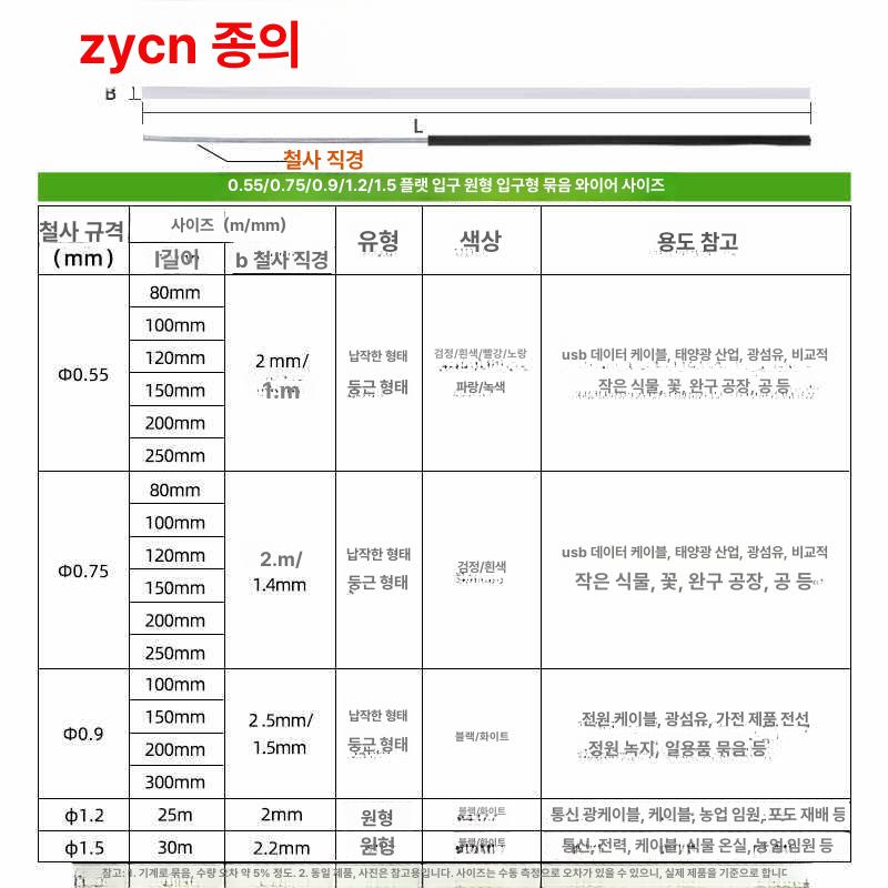 통신선 철심 파이핑 매선 피복 와이어 공예용 원형 매설 0.55 x 120mm 화이트1000개. - 상세 이미지 5