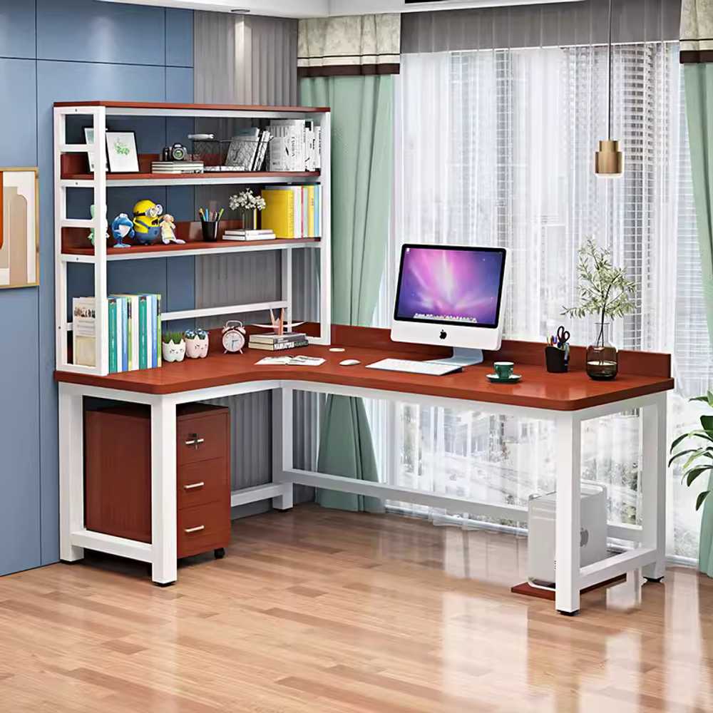 코너 책상 데스크 코너책상 컴퓨터 자컴퓨터데스크 120x80x184cm 책꽂이 좌측 - 상세 이미지 2