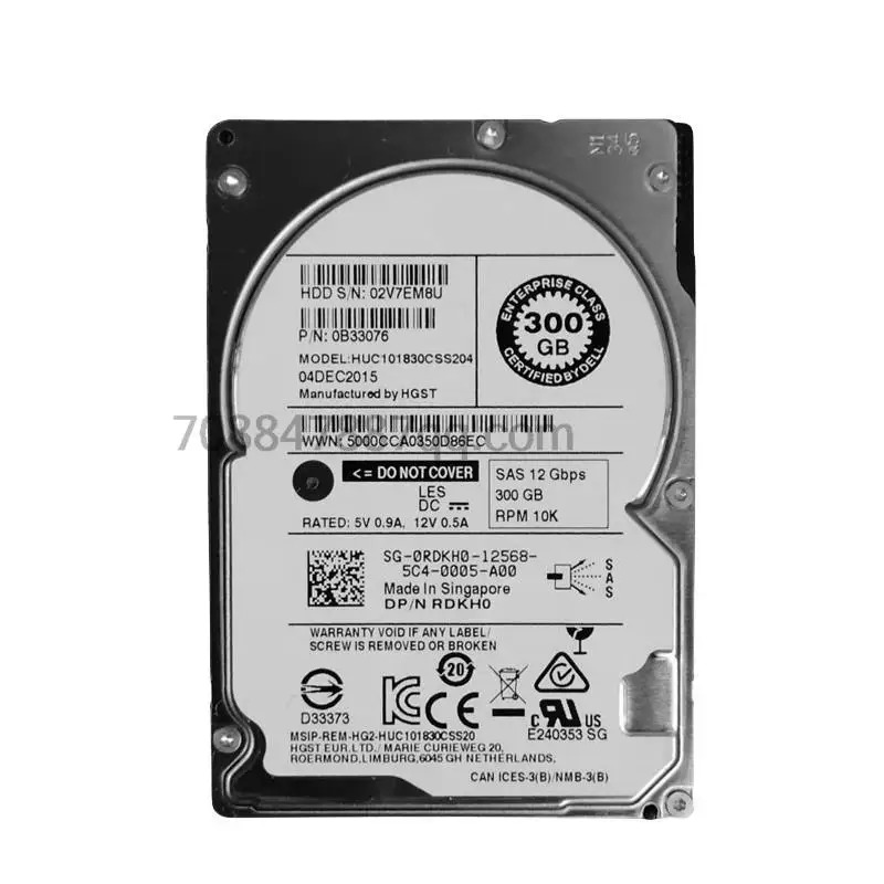오리지널 HUC 101830 CSS204 0RDKH0 2.5 300G 10K 12GB SAS