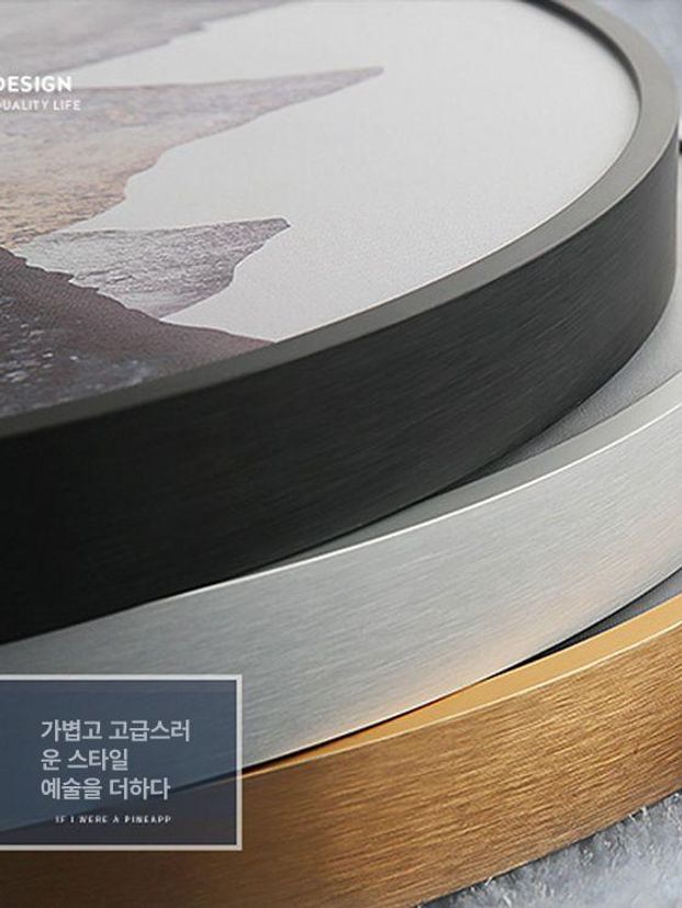 원형 캔버스 유화 플렉시유리 사진 액자틀 집들이선물 헤어라인 골드 30cm - 상세 이미지 2