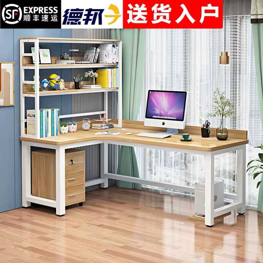 코너 책상 데스크 코너책상 컴퓨터 자컴퓨터데스크 120x80x184cm 책꽂이 좌측 - 상세 이미지 5