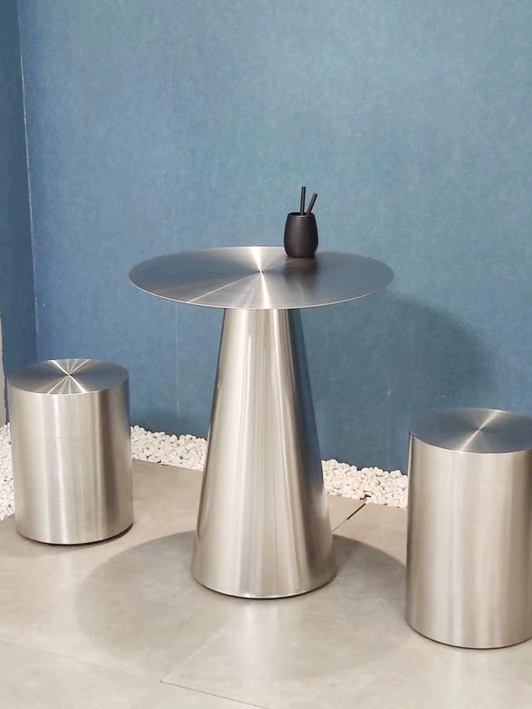 스텐 원형 실버 인테리어 북유럽 업소용 카페 테이블