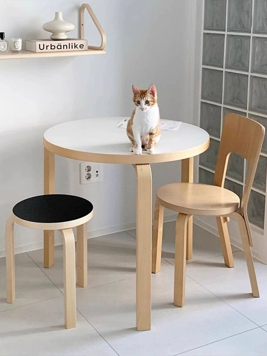원형 북유럽 자작나무 카페 테이블 홈카페 업소용 가정용 화이트 4다리 원형 100 x 100x74cm - 상세 이미지 2