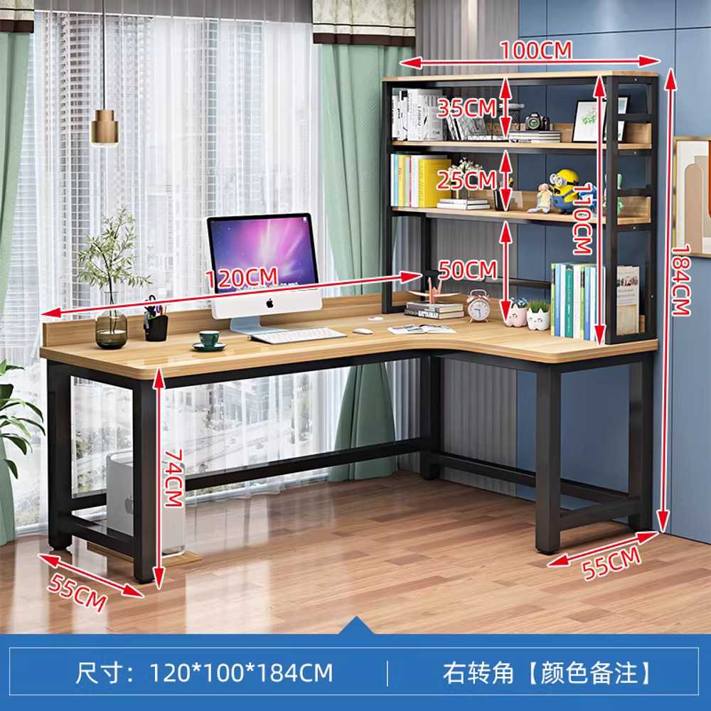 코너 책상 데스크 코너책상 컴퓨터 자컴퓨터데스크 120x80x184cm 책꽂이 좌측 이미지 7