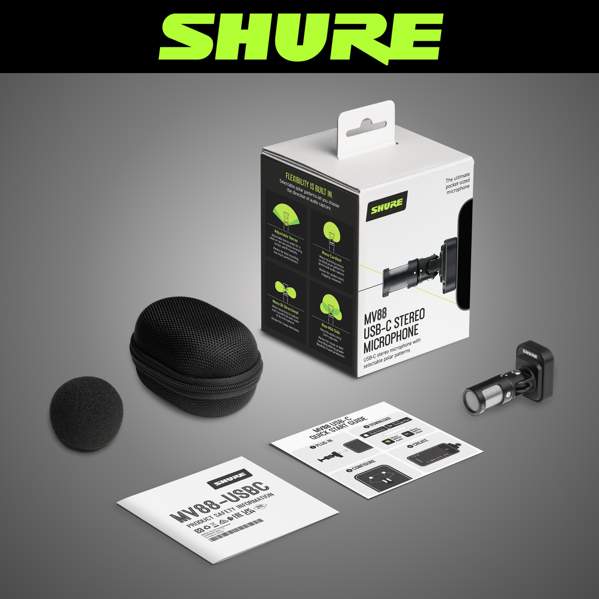 SHURE MV88 USB-C 슈어 USB 포터블 스테레오 콘덴서 마이크 이미지 6