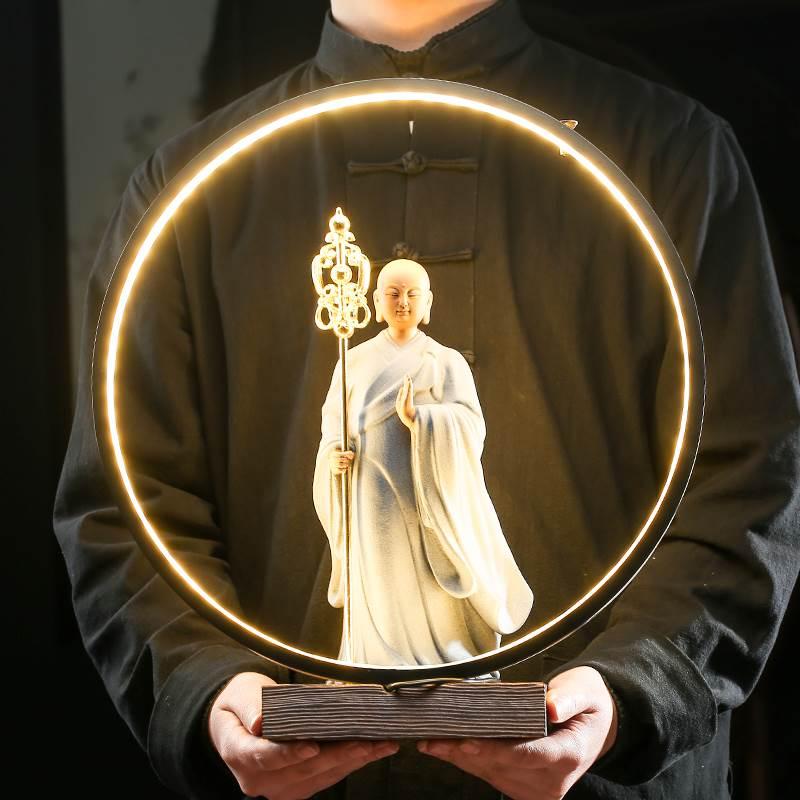 LED 불상 무드등 장식품 사찰 제단용 조명 지장보살 블루 샌드 램프링장식 - 상세 이미지 3