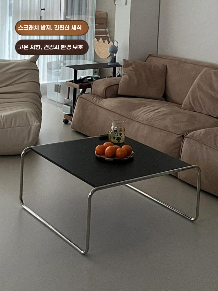 빈티지 스테인리스 사각 테이블 세트 미니멀 금속 소파 - 상세 이미지 5