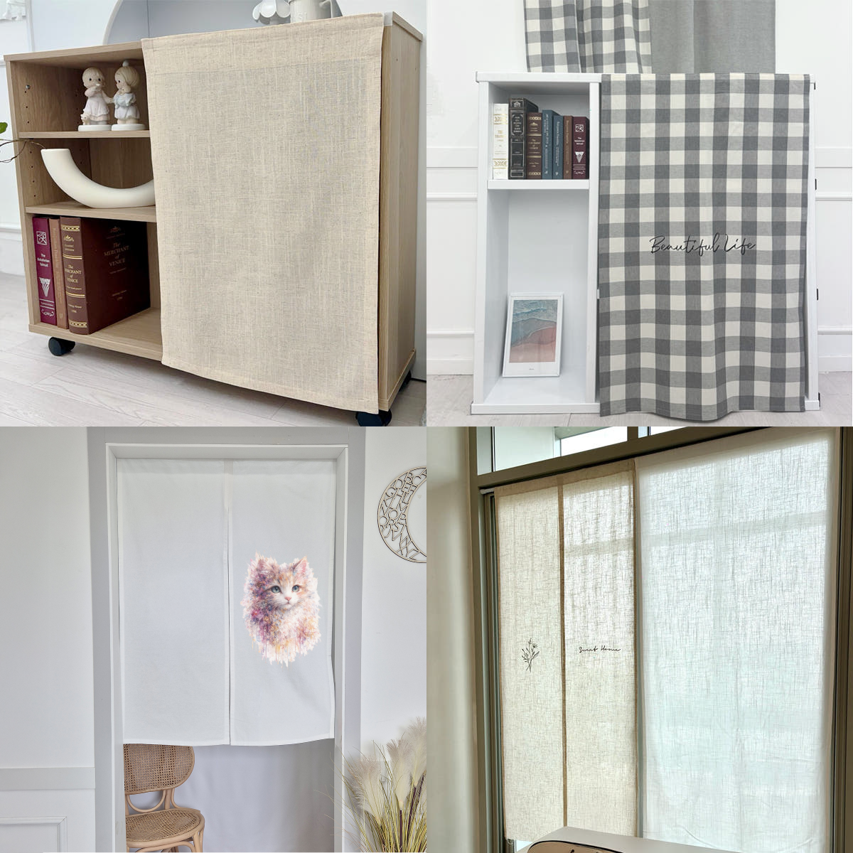 주문제작 가림막커튼 노렌 가리개커튼 창문 현관 중문 주방 미니 선반 책장 방문 벨크로50