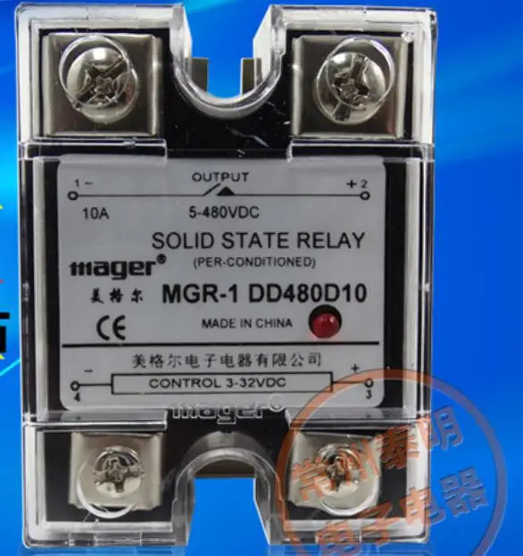 Mager 단상 솔리드 스테이트 릴레이 SSR DC-DC10A 24v DC 제어 MGR-1 DD480D10 5-480VAC 3-32VDC 신