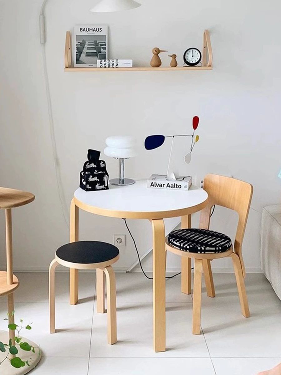 원형 북유럽 자작나무 카페 테이블 홈카페 업소용 가정용 화이트 4다리 원형 100 x 100x74cm - 상세 이미지 5