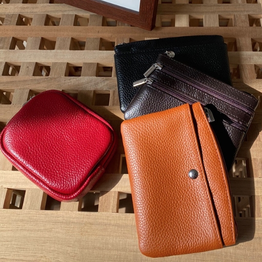 소가죽 카드 지갑 남자 여자 홀더 커플 미니 소형 수납 똑딱이 작은 학생 선물용 가죽