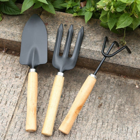 알리바니스토어 모종삽세트 고구마캐기 원예삽 3종 텃밭가꾸기 모종삽 꽃삽 세발갈퀴 세트