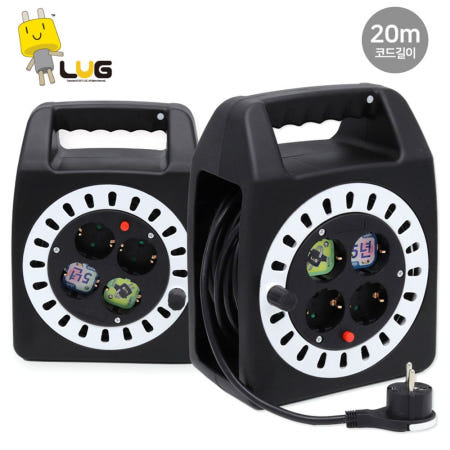 알리바니스토어 캠핑릴선 코드 릴선 손잡이 케이블박스 멀티탭 4구 20M