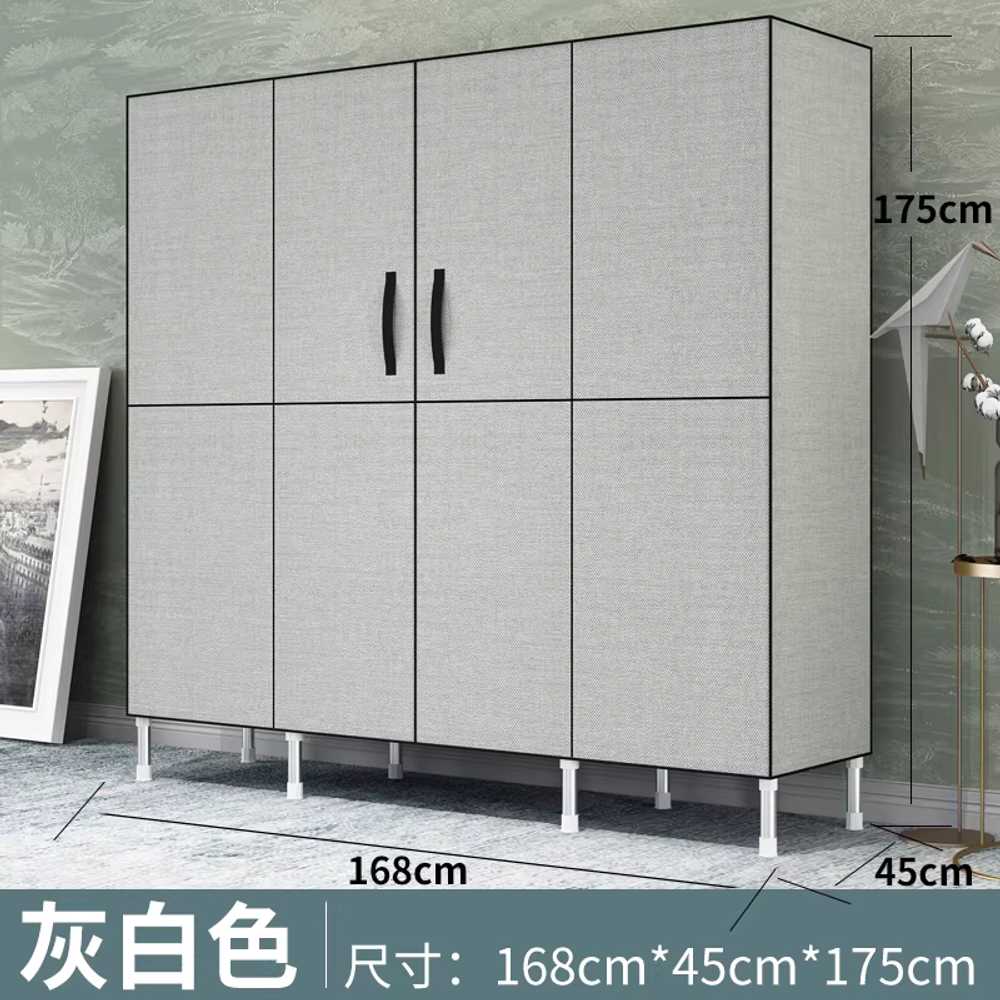 비키니이불장 간이 수납행거 조립식 원룸 자취방 장롱 168cm - 블루 화이트 - 상세 이미지 4