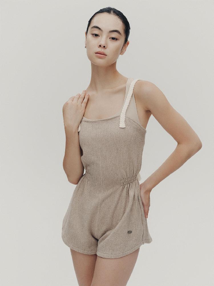 가을겨울 발레 웜업 스트링 허리 밴딩 보온 점프수트 - 상세 이미지 2