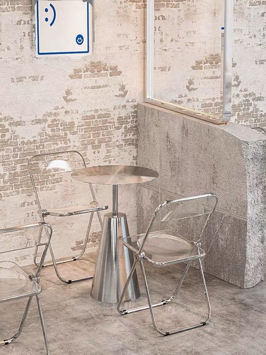 스텐 원형 실버 인테리어 북유럽 업소용 카페 테이블