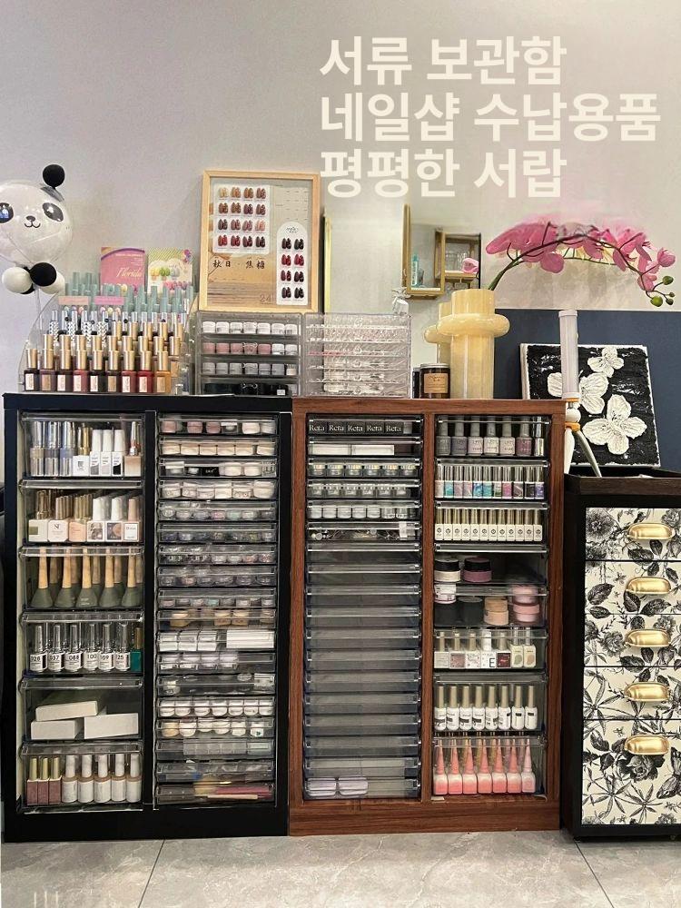 네일샵 메니큐어 정리 보관함 캐비닛 서랍장 립스틱 투명 네일아트 매니큐어 - 상세 이미지 2