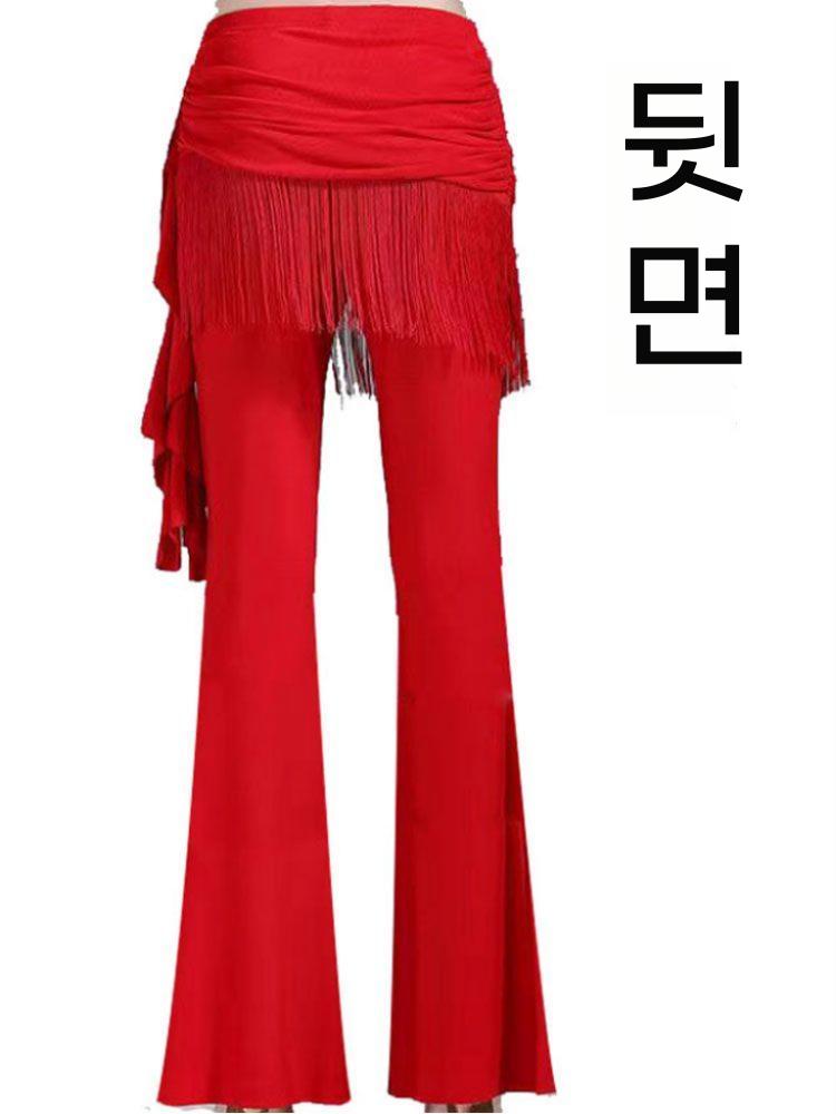 라인댄스복 라틴 치랭스 팬츠 태슬 치마 밸리 무용 댄스복 연습 스윙 모던 바지 - 상세 이미지 3