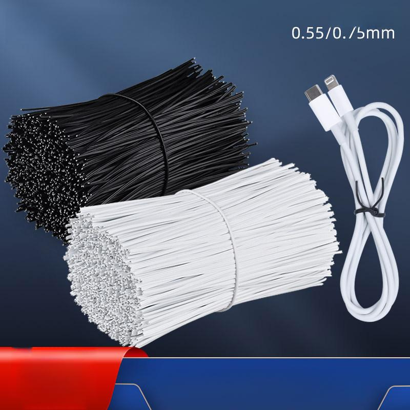 통신선 철심 파이핑 매선 피복 와이어 공예용 원형 매설 0.55 x 120mm 화이트1000개. - 상품 이미지