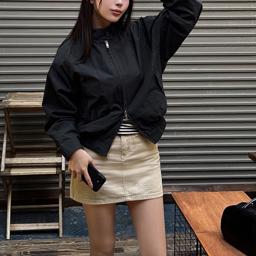 블리 코튼 하이넥 투웨이 지퍼 봄 블루종 점퍼 이미지 8