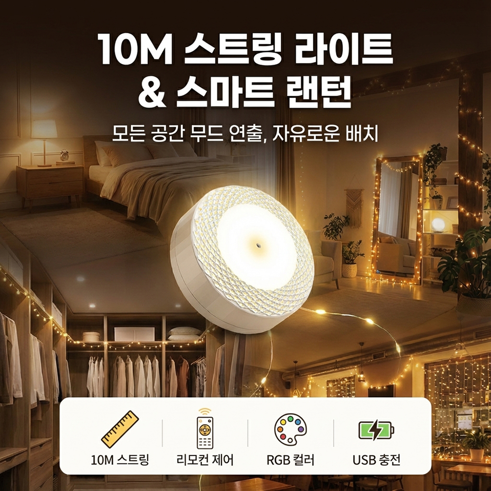 무선 인테리어 와이어 LED 줄조명 전구 NAVEE NV194-CPD10-V2