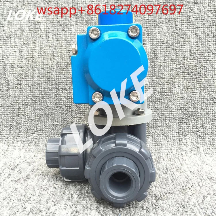 AQ624F-10S UPVC 공압 3방향 볼 밸브 산 알리 내성 PVC dn15 dn50