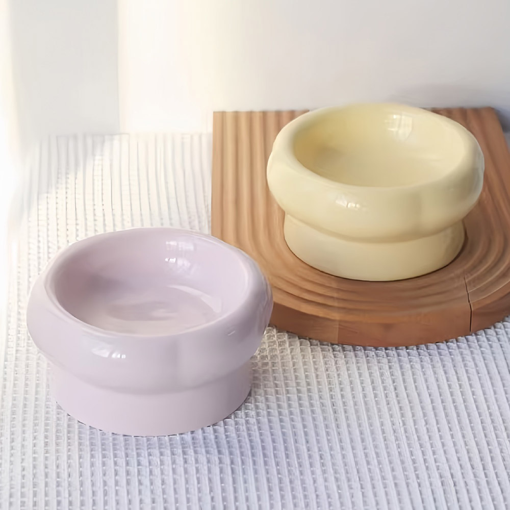 세라믹 높은 강아지 밥그릇 도자기 고양이 물그릇 식기 300ml, 낮은볼(퍼플) - 상세 이미지 4