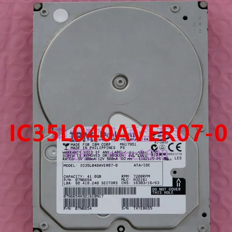 DJNA-351520 IC35L040ER07-0 오리지널 리퍼 하드 IBM 15.2GB 41GB IDE 3.5 인치 7200RPM 2MB 데스크탑 HDD