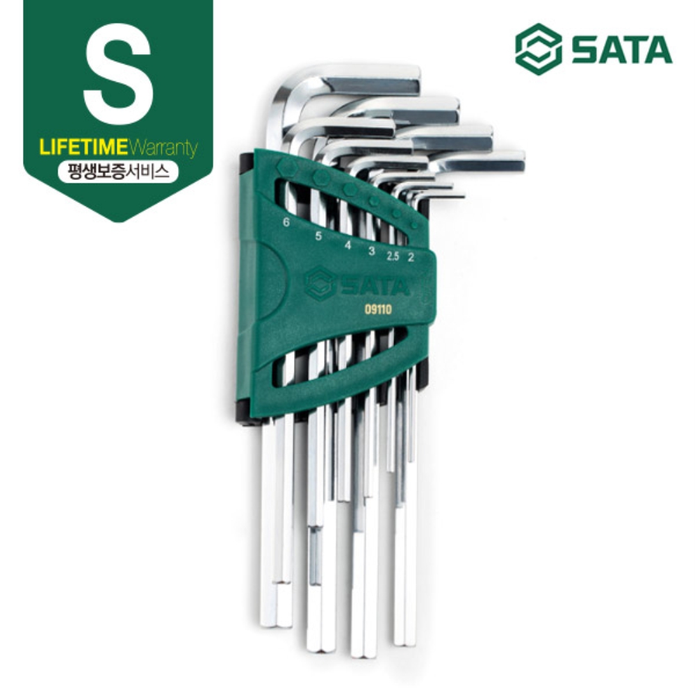 사타 SATA 육각 롱 렌치 세트 10PCS 09110 기억자랜찌 - 상세 이미지 2