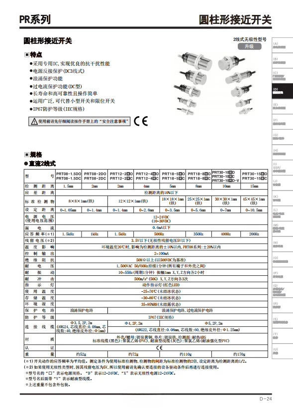 스위치 센서 PRL30-10DN-10DP-15DN-15DP-DN2-DP2-10AO-15AO-AC