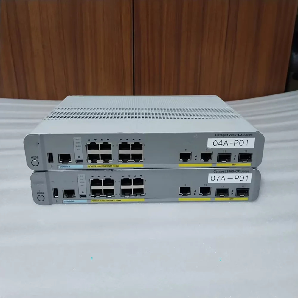 CISCO WS-C2960CX-8PC-L 8포트 기가비트 POE 전원 공급 2포트 SFP 무음 네트워크 스위치1개