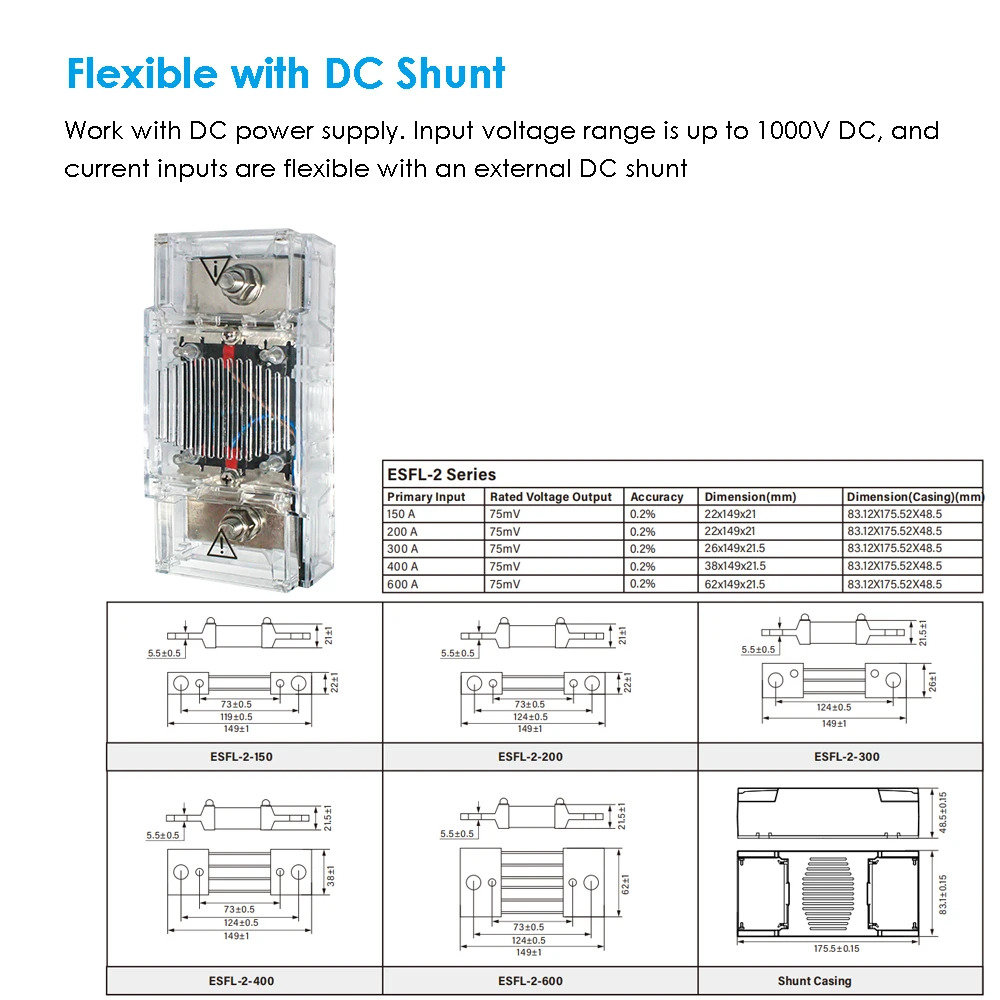 Eastron DCM230-2 시리즈 MID 승150-600A 고속 DC 충전기전류 RS485 전압 측정기
