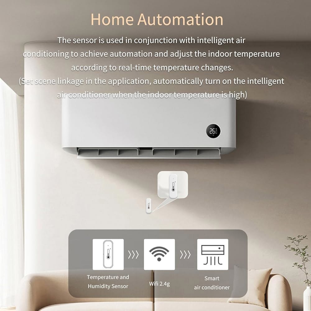 스마트 WiFi 습도계 온도계 - 원격 모니터링 기능이 있는 실내 온도 습도 센서, Tuya 앱 알림, Alexa/Google 호환, 허브 필요 없음(2팩) - 상세 이미지 2
