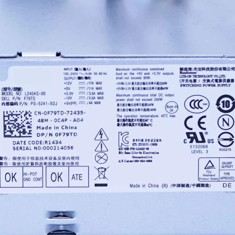 Optiplex 3010 7010 9010 390 790 990 240W 3WN11 2TXYM H240AS-00 L240AS-00 592JG RV1C4 F79TD J50TW 전원