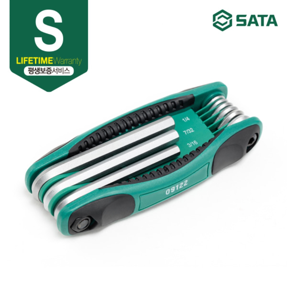 사타 SATA 접이식 육각 렌치 세트 9PCS INCH 09122 폴딩랜찌 - 상세 이미지 2