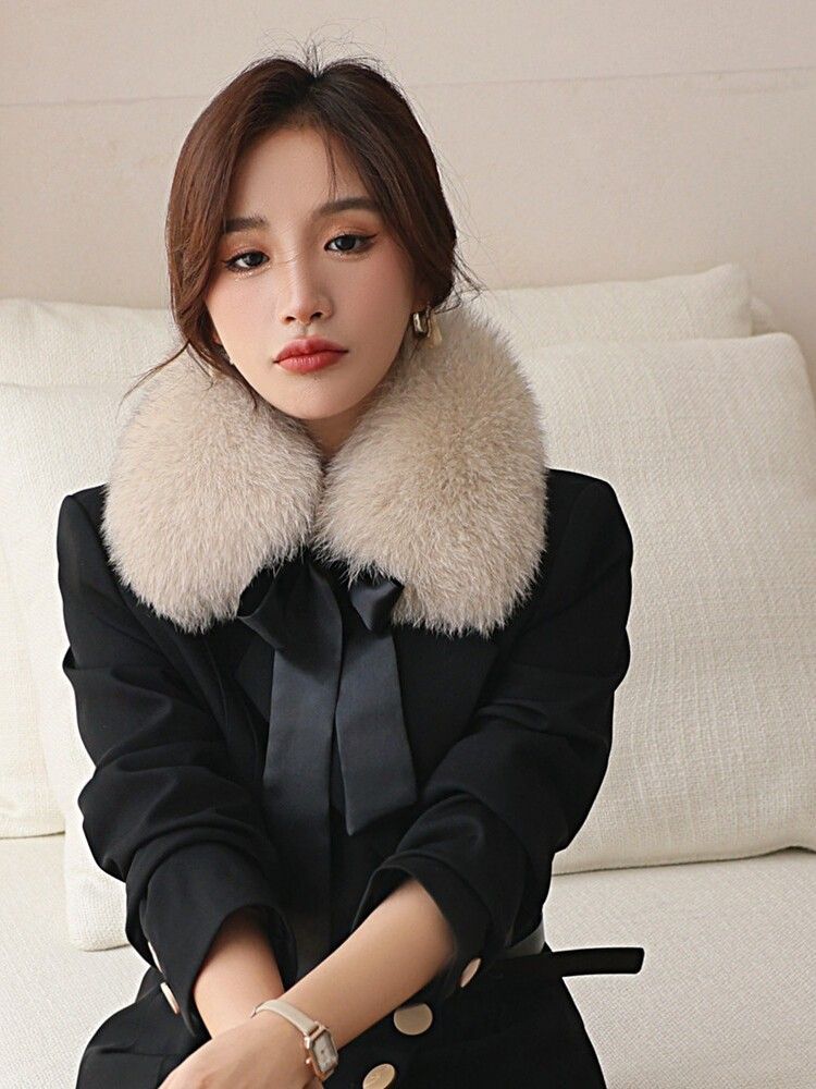 리얼 넥워머 여성 겨울 퍼 머플러 탈부착 카라 - 상세 이미지 4